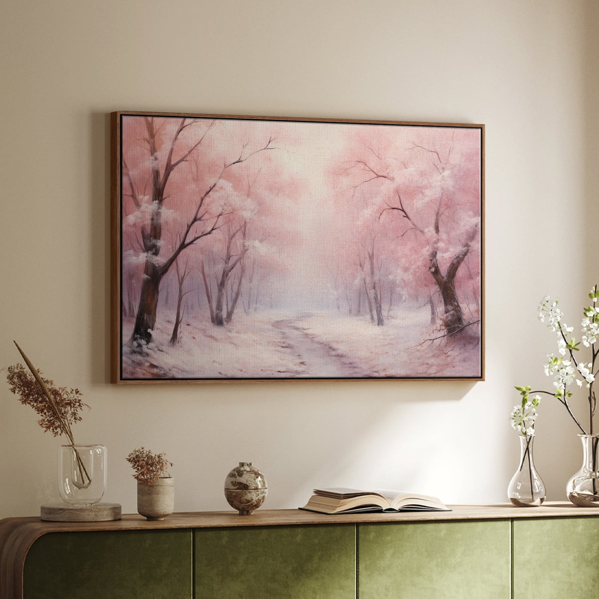 Vintage Landscape-CXCVI By Wexford Home Framed in Walnut Wood Gallery Wrapped Canvas 25 in. x 37 in.