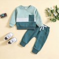 thumbnail image 2 of UAYOTSE Toddler Boys Color Block Long Sleeve Outfit Casual Pants Indoor Outdoor Daily Playwear Size 6-12 Months, 2 of 8