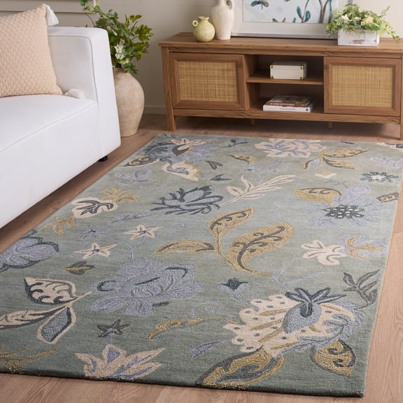 Safavieh Jardin Daffodil Floral Wool Area Rug, Light Green/Multi, 5' x 8'