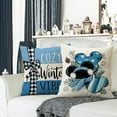 thumbnail image 4 of Warm Winter Wishes Blue Decorative Throw Pillow Covers 18 x 18 Set of 4, Cozy Vibes Pine Needle Farmhouse Outdoor Pillowcase, Christmas Plaid Bow Cushion Case Home Decor, 4 of 6