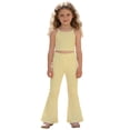 thumbnail image 4 of YMNXA Kids Girls Casual Pants Elastic Waist Solid Color Comfortable Stylish Flared Trousers For Daily Wear,Light Yellow,8-10 Years, 4 of 4