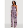 thumbnail image 3 of Womens Daisy Mineral Wash Denim Jumpsuit with Cargo Pockets, 3 of 4