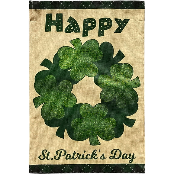 Briarwood Lane St. Patrick's Day Garden Flag 12x18 For Outdoor Happy St. Patrick's Wreath Burlap For St. Patrick's Day Garden Flag Flags For Outside