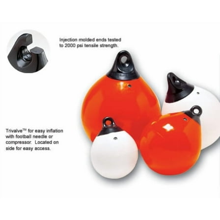 Taylor Made - Tuff End; 12" Inflatable Vinyl Buoy, 33lb Buoyancy, White - 1143