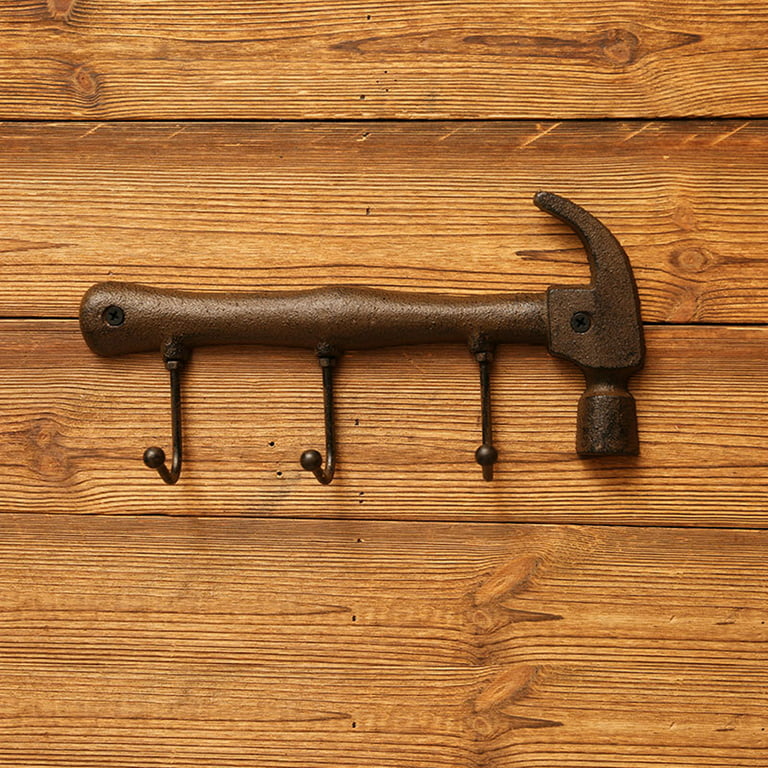 Rustic Cast Iron Wall Hooks Decorative Metal Hanger Hammer Spanner