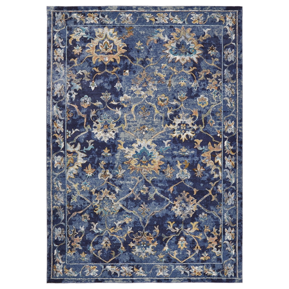 Rug area rugs lowes oriental weavers harper indoor multicolor america ft farmhouse actual cottage common rectangular brown woven nature geometric LR Home Gala Coastal Floral 5x8 Blue Persian Area Rug - Walmart.com