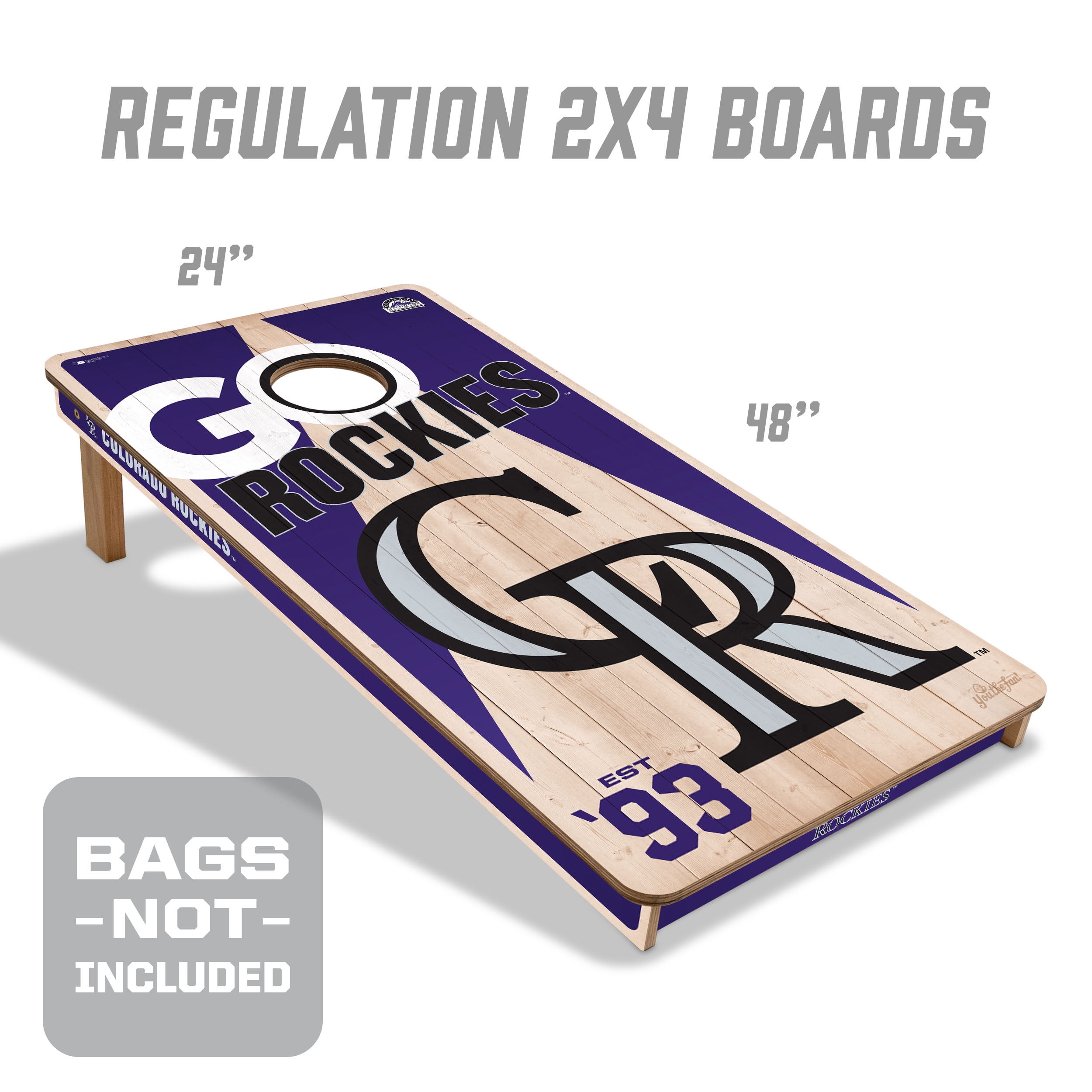 YouTheFan MLB Colorado Rockies 2' x 4' Cornhole Game No Bags