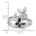 thumbnail image 5 of White Night Sterling Silver Rhodium-plated White and Black Diamond Butterfly Ring, 5 of 7