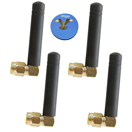 HQRP SET: 4 PCS 433 MHz GSM GPRS SMA Male Right Angle 4.6cm radio Antenna WITH GOLD PLATING for Two-way Radio / WiFi Router / Wireless RF Transceiver + HQRP