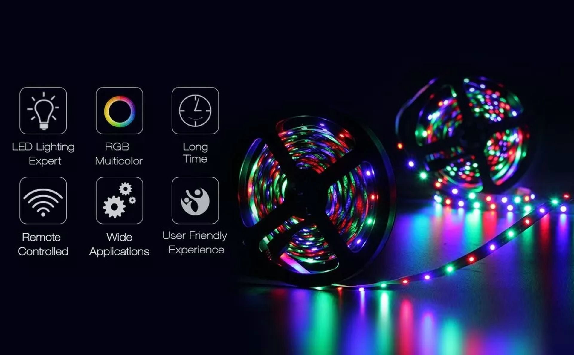 16.4Ft Led Strip 3528 Smd Rgb Rope Tape Fairy Light 12V For Party Tv Bar Bedroom