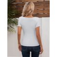 thumbnail image 2 of Womens Cutout Tops Fashion Sexy Short Sleeve Lightweight Slim Fitted Tops Tshirts, 2 of 7
