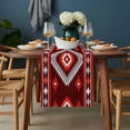 thumbnail image 2 of Red Boho Table Runner - 72 Inch Long, Kitchen Dining Table Runner Dresser Scarves, Neutral Tribal Ethnic Abstract Geometric Motifs Farmhouse Decor for Coffee Tables Wedding Party Banquet, 2 of 7
