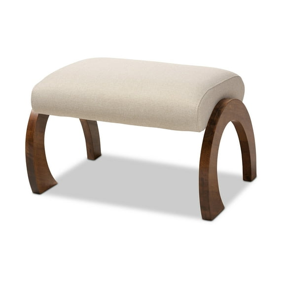 Baxton Studio Sablonne Ottoman, Light Beige