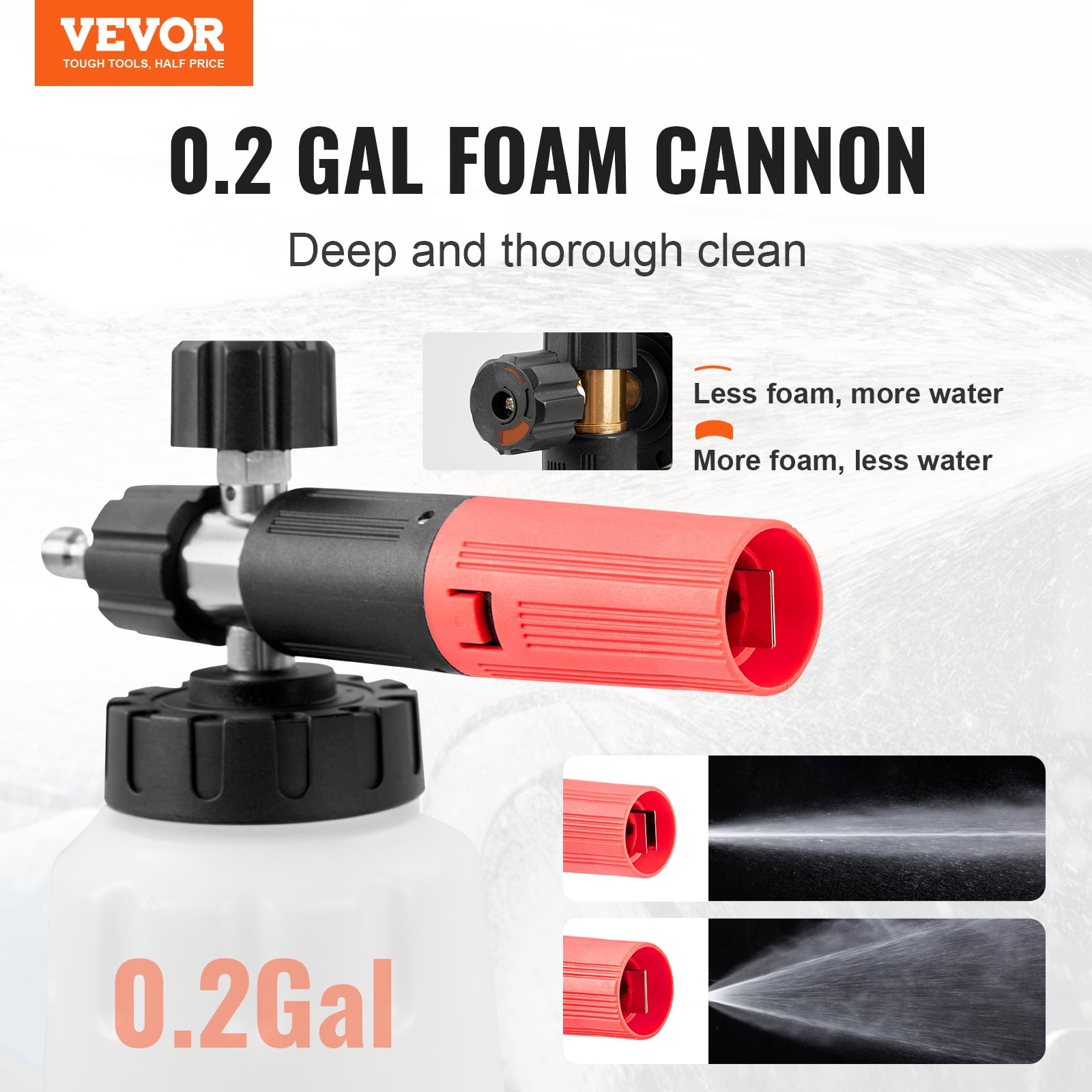 VEVOR 1/4" Snow Foam Pressure Washer Gun 4000PSI Car Wash Soap Lance Spray
