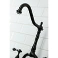 thumbnail image 4 of Kingston Brass KS7750ALBS English Country Two-Handle 3-Hole Deck Mount Bridge Kitchen Faucet with Brass Side Sprayer in Matte Black, 4 of 7