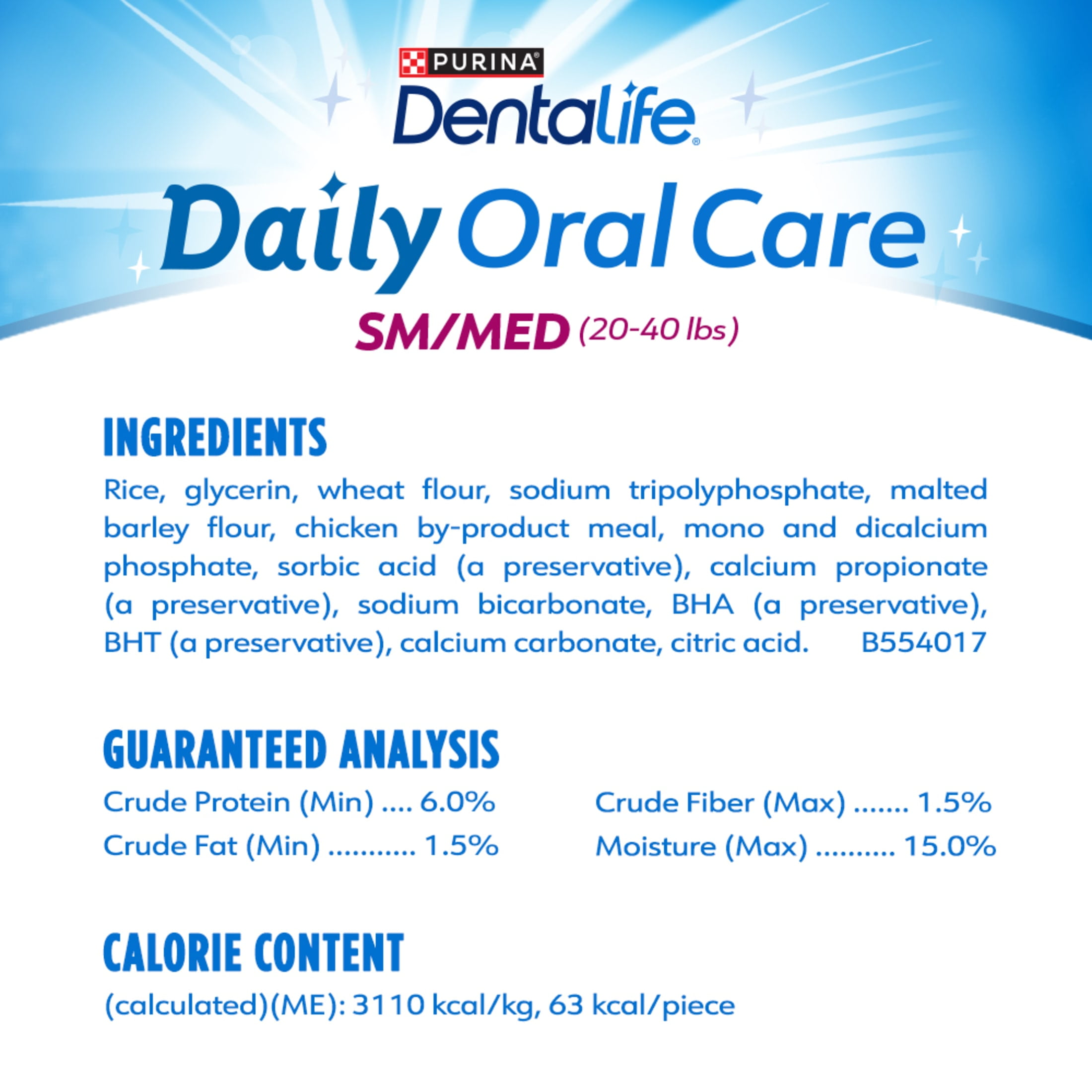 Purina DentaLife Daily Oral Care Small & Medium Dog Treats with Chicken, 7.0 oz Pouch, 10 Count