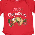 thumbnail image 4 of Inktastic Merry Christmas Cute Sloth with Santa Hat and Lights Boys or Girls Long Sleeve Baby Bodysuit, 4 of 5