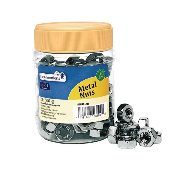 Écrous en Métal - 2 lbs. Pièces en Vrac Excellerations, Écrous en Métal pour Trier et Compter, Matériaux Recyclés, Jouets Éducatifs pour Enfants