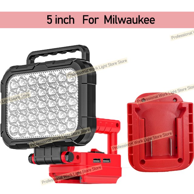 5" Power Tool Parts For Mil*wau*kee 18V Battery LED Work Lights Outdoor Lamp Hand Lantern Spotlight USB Charger