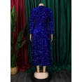thumbnail image 5 of AURA Women’s Sequin A-Line Dress Round Neck Long Sleeve High Waist Mid-Length Zipper S-XXXL, 5 of 7