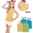 thumbnail image 2 of ZACPNCV 4 Pieces Girls Dance Tank Tops Racerback Camisole Undershirts Spaghetti Strap Camis Dance Clothes Tank Tops for Girl Green 10-11 Years, 2 of 7