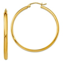 14k Yellow Gold Hinged post Polished Hoop Earrings 37x26mm Wide 2.75mm Thick Hoop Earring for Women