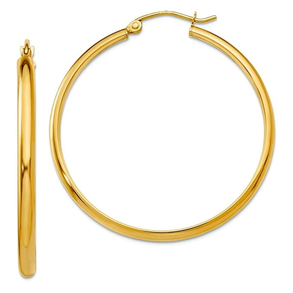 14k Yellow Gold Hinged post Polished Hoop Earrings 37x26mm Wide 2.75mm Thick Hoop Earring for Women