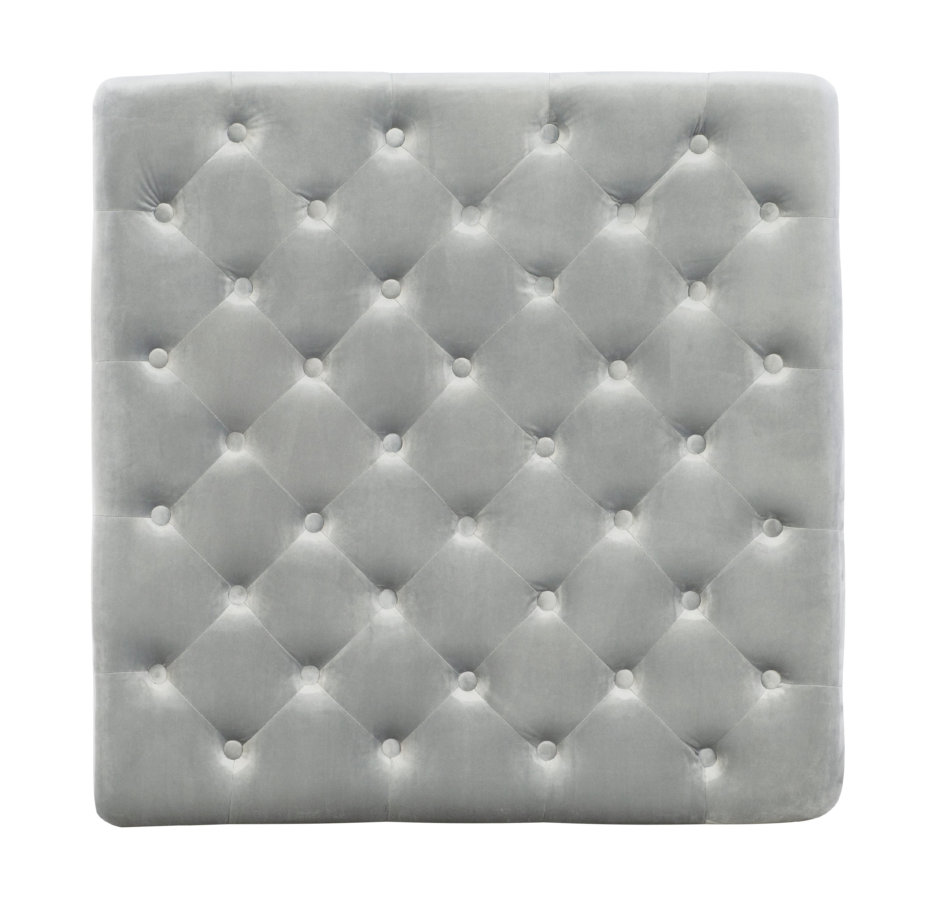 Linon Kacie Square Button Tufted Ottoman, Black/Gray Velvet