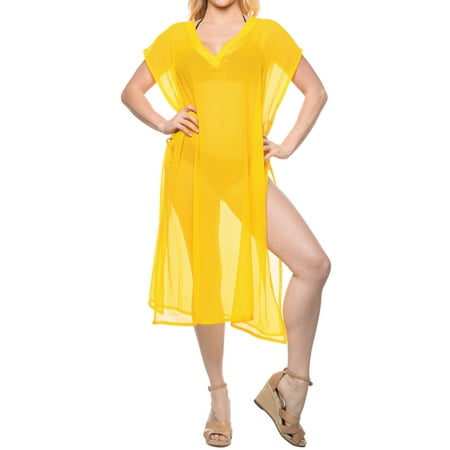 

HAPPY BAY Women s Short Front Tie Swimsuit Cover Ups L-XL Yellow-AC93