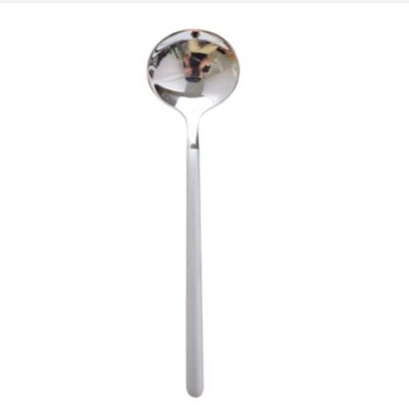 Mirror Reflection Round Solid Color Nordic Style Tableware Dessert Spoon Stainless Steel Coffee Spoon SILVER
