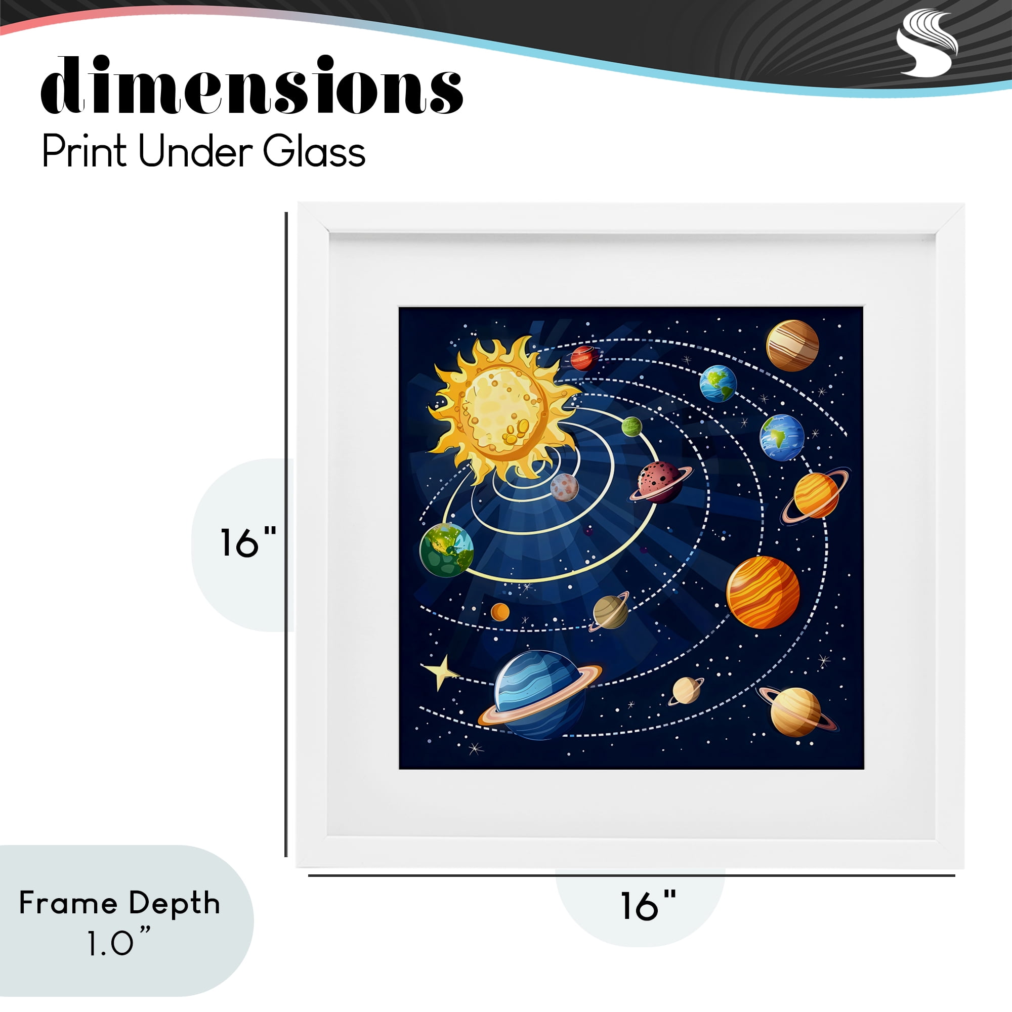 Stupell Industries Planets In Orbit White Framed Print Under Glass, design by Creative Studio