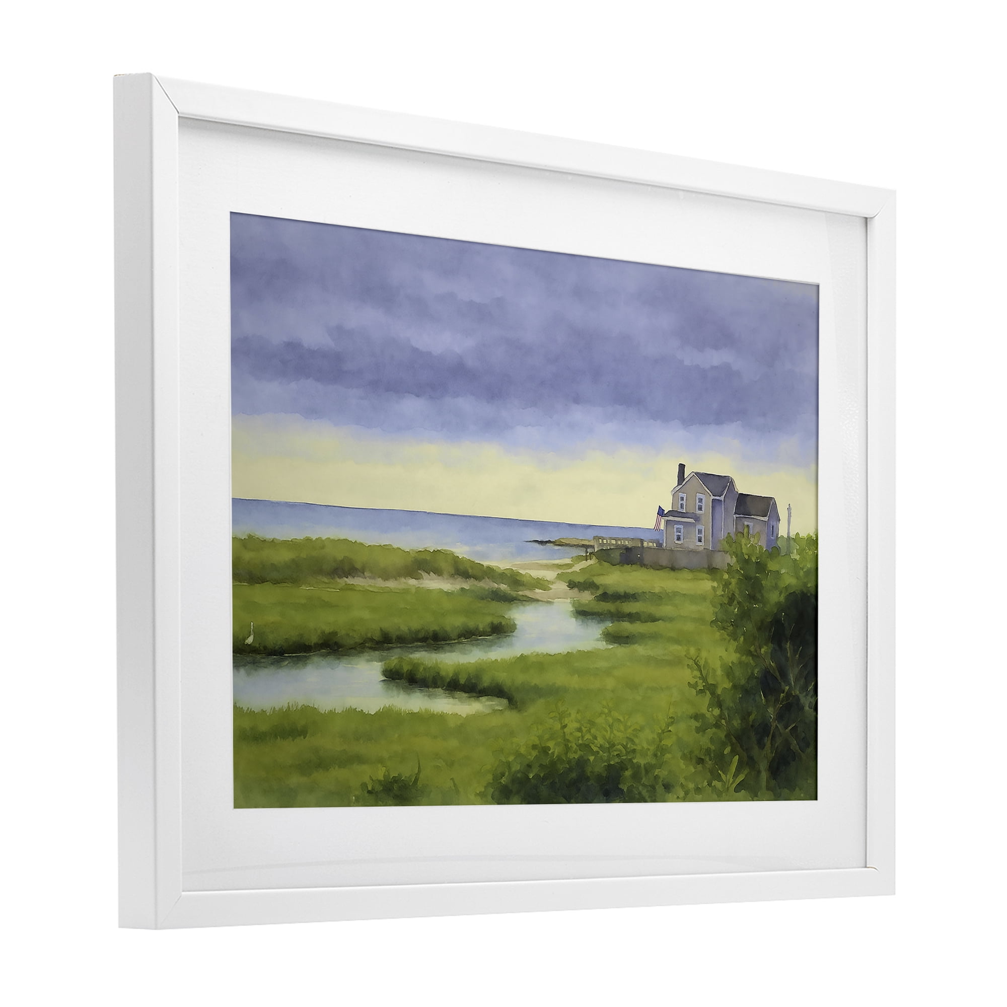 Stupell Industries Marshside Serenity on Cape White Framed Print Under Glass, design by Grotto Studios