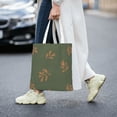 thumbnail image 6 of YFYANG Reusable Cotton Canvas Tote Shopping Bag, Dark Green Leaf Pattern Washable Portable Grocery Bag for Daily Travel, 6 of 8