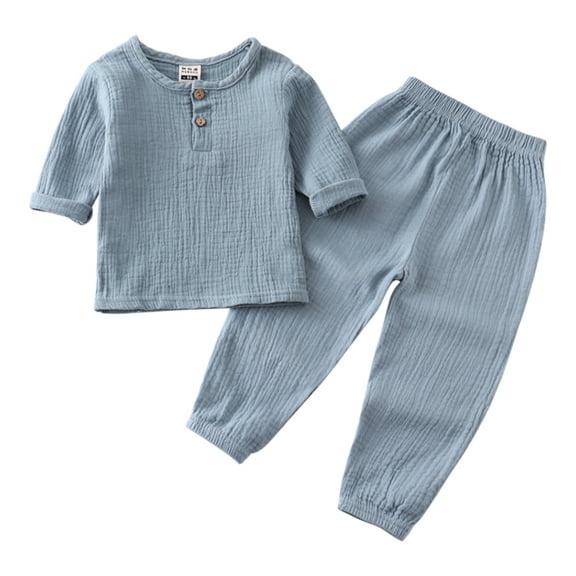 GYRATEDREAM Infant Baby Boys Fashion Outfits Toddler Long Sleeve Crewneck Solid Color Button down Shirt Top and Jogger Pant Set Kids Casual Spring Fall Clothes for 6M-7T