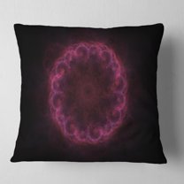 Designart Dark Radial Purple Fractal Flower Digital Art - Floral Throw Pillow - 16x16