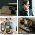 thumbnail image 3 of Feishell for Samsung Galaxy S22 Case with Card Holder, Wallet Case for Women Men with RFID Blocking, Durable PU Leather Kickstand Magnetic Clasp Shockproof Phone Case,Brown, 3 of 9
