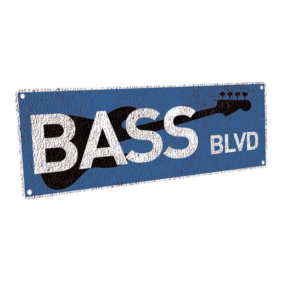 Bass Blvd. 4"x12" Metal Sign, Wall Décor for Studio and Office