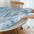thumbnail image 5 of White Blue Marble Tablecloth with Elastic Edge, Round Table Cloth Washable Reusable Table Cover for Kitchen Dining Party Picnic, Medium, 5 of 6