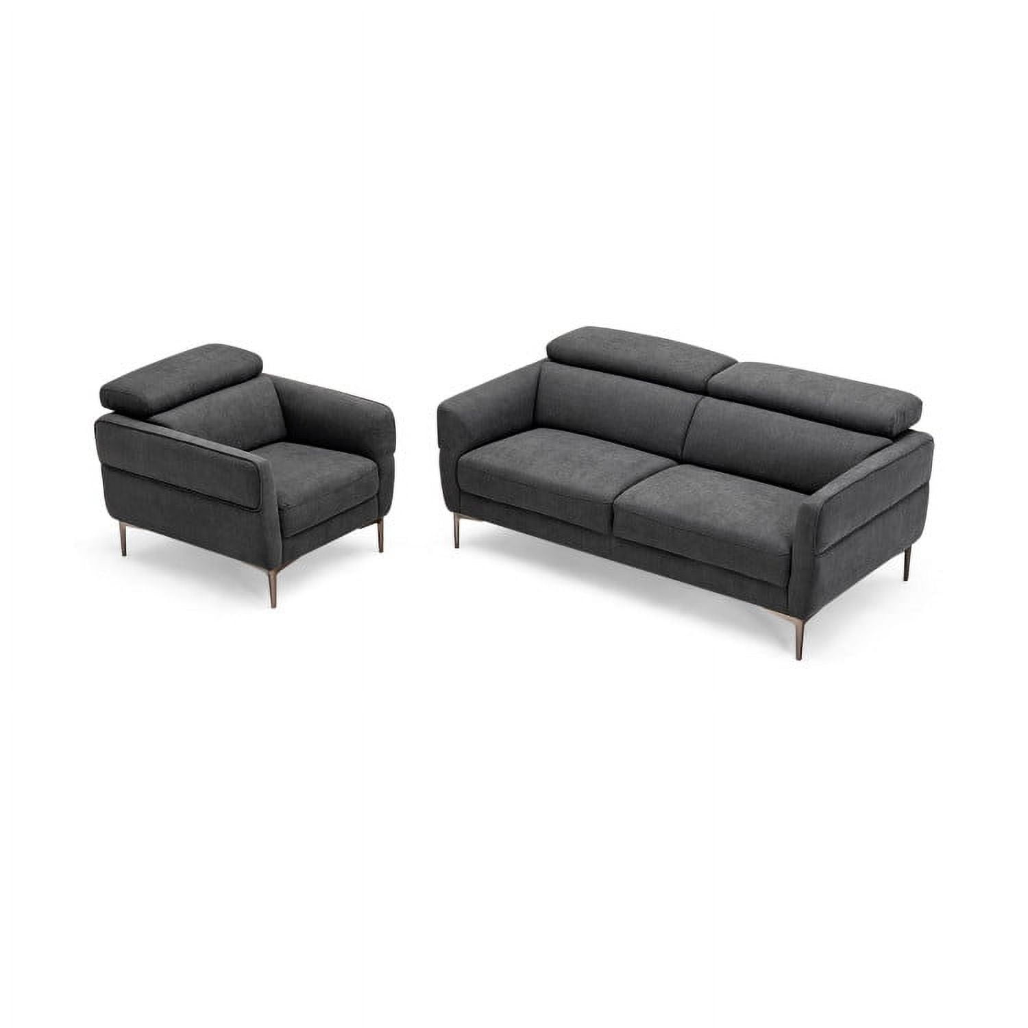 Finihen Upholstered Accent Armchair, Modern Upholstered Single Sofa with Adjustable Headrest, for Living Room, Bedroom, Gray