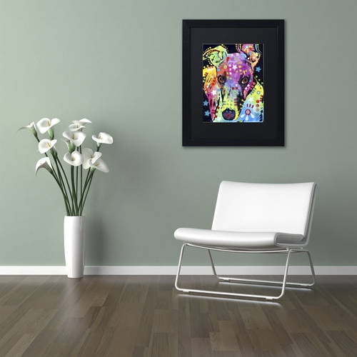 Trademark Fine Art 'Whippet' Canvas Art by Dean Russo, Black Matte, Black Frame