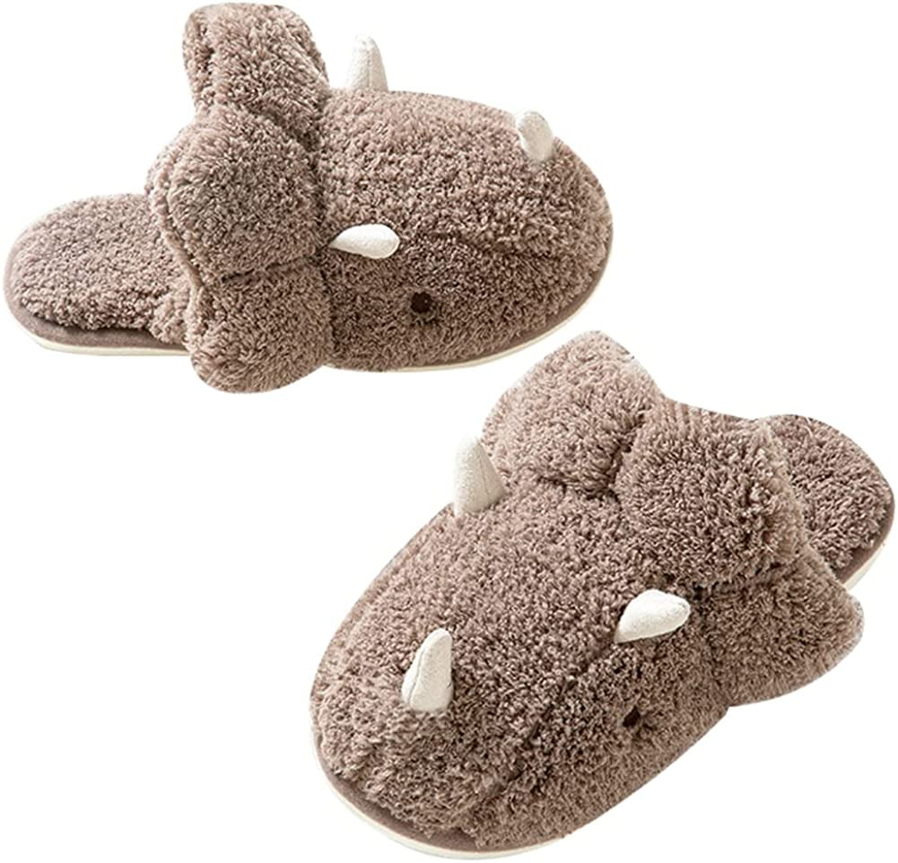 CoCopeaunts Adult Unisex Animal Warm Plush Dinosaur Design Home Shoes Funny Triceratops Slippers Non-Slip Bedroom Slippers - Walmart.com