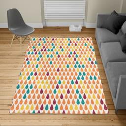 Nature Turkish Area Rug, Repeated Minimalist Rain Drops Splashes Tears of Earth Air Gravity Image Art, Carpet for Living Room Decor with Distressed Look, 5.2' X 7.6', Marigold Mustard, by Ambesonne