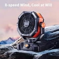 thumbnail image 4 of coldSky 20000mAh Camping Fan With Dual Motor , Battery Operated Fan With 4 LED Lantern, 8 Speeds Desk Fan With Remote, Portable Outdoor Fan With Hook For Tent, Power Outages, Jobsite, 4 of 10