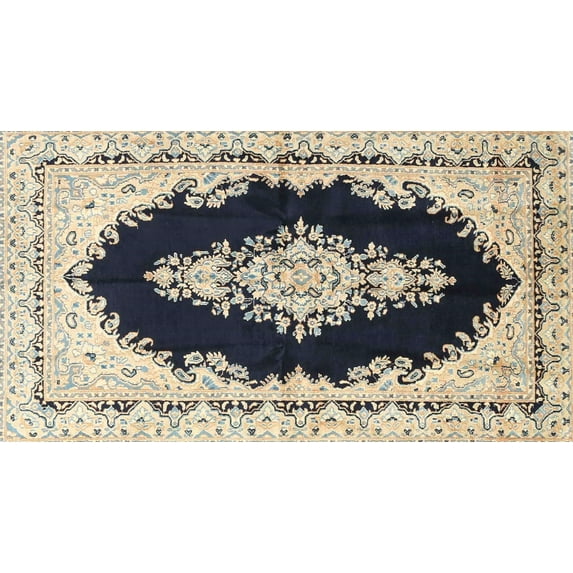Ahgly Company Machine Washable Indoor Rectangle Traditional Khaki Gold Area Rugs, 2' x 5'