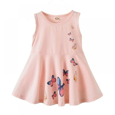 

SYNPOS Toddler Kid Girls Dress Butterfly Print Party Dress Sundress 2-7 Years