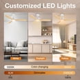 thumbnail image 3 of 52 Inch Light Wood Bedroom Patio Porch Outdoor Indoor Smart Ceiling Fans with Lights Remote, 3 of 7