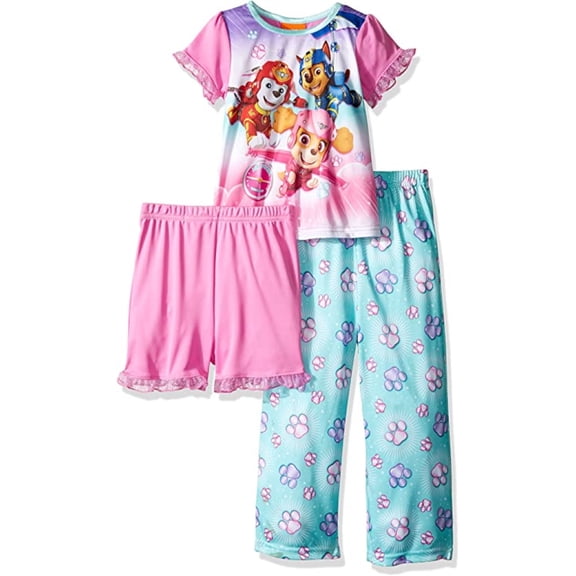 Paw Patrol Girl's Flame Resistant Sleepwear Pajama Set, Multicolor (3 Count)