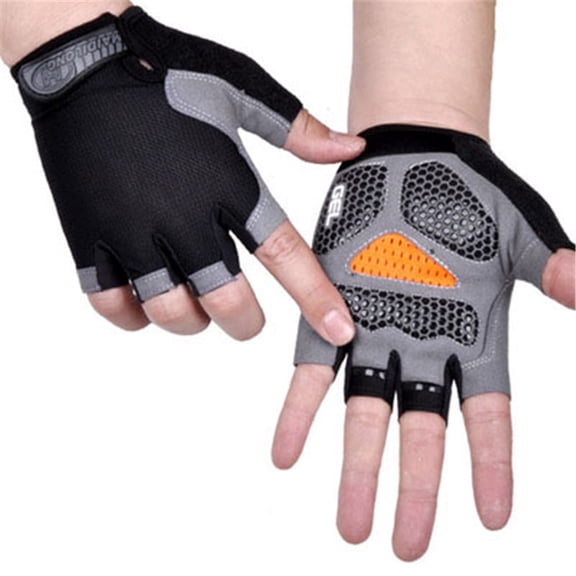 1 Pair Multi Size Synthetic Leather Microfiber Half Finger Gloves Professional Shock Absorbing Grip(black)(s)