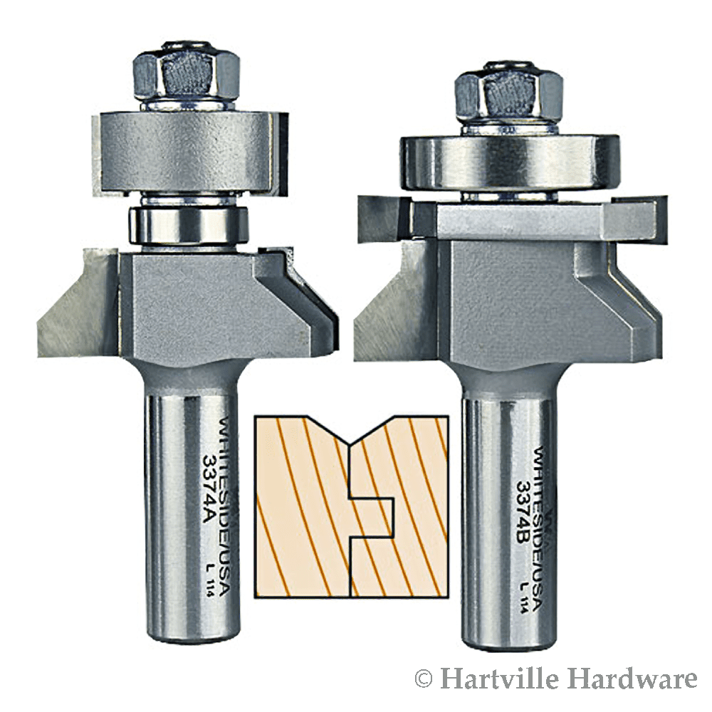 Whiteside Router Bits Vee Panel Tongue & Groove Set 13/4LD 5/8 &7/8CL