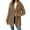 Brown, variant on Women's Mid Length Plush Jacket, Zip Front Hooded Coat with Embossed Pattern, Short Pile Fleece Outerwear, Soft Textured Casual Top, Long Sleeve Everyday Wear Navy XL